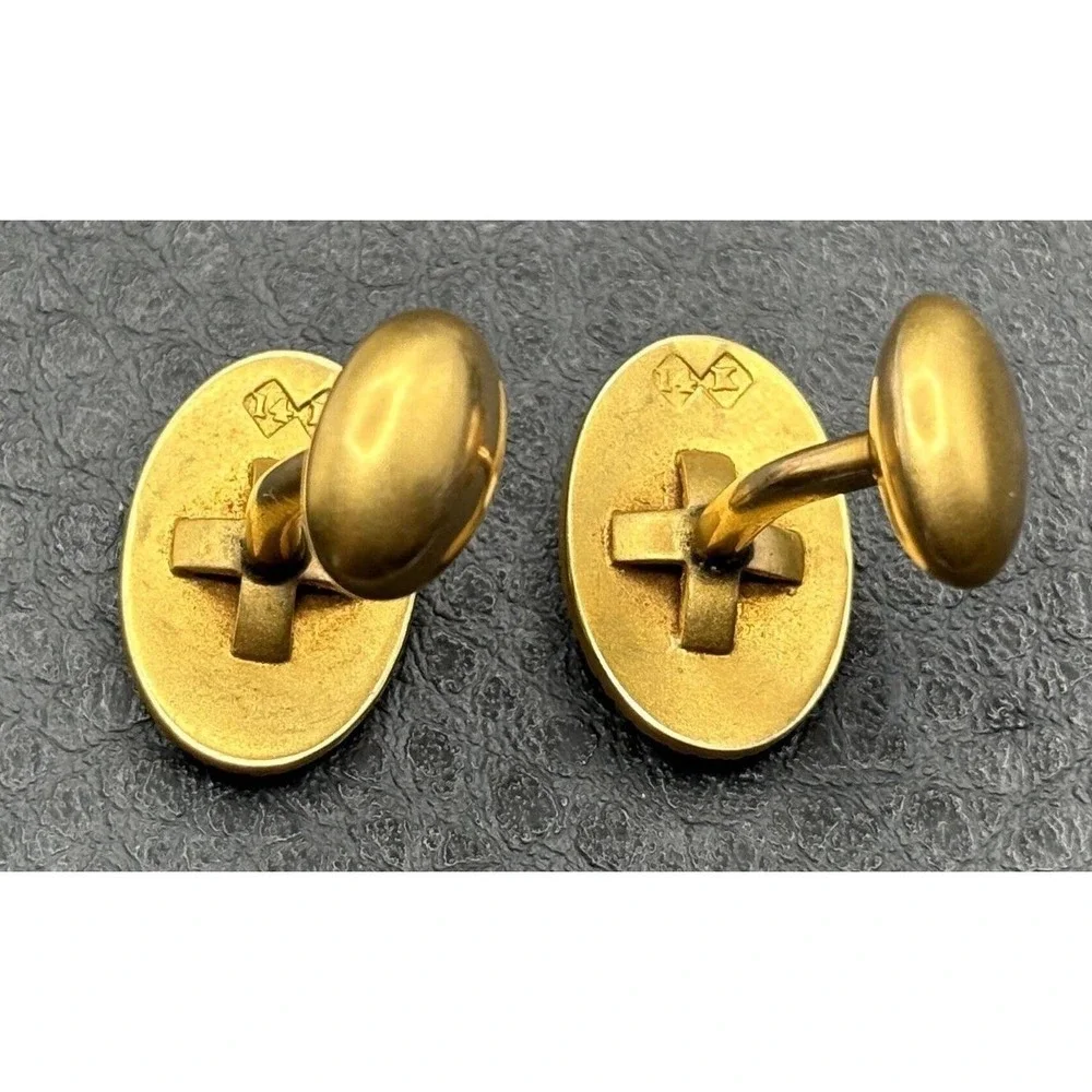 VTG Victorian 14K Solid Yellow Gold Genuine Diamond Star Starburst Cufflinks
